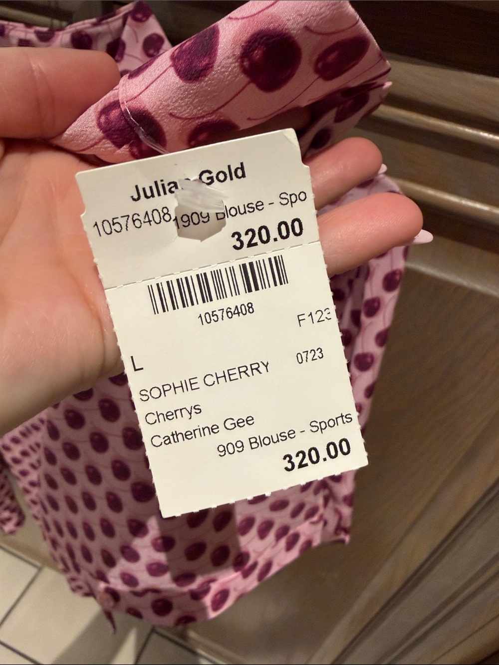 Catherine Gee Sophie Cherry Shirt NWT Size Large - Picture 6 of 9